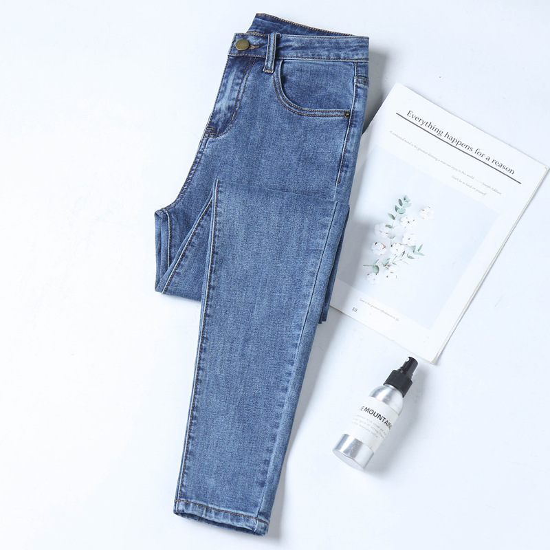 Dames Jeans Hoge Taille Stretch Skinny Blauw