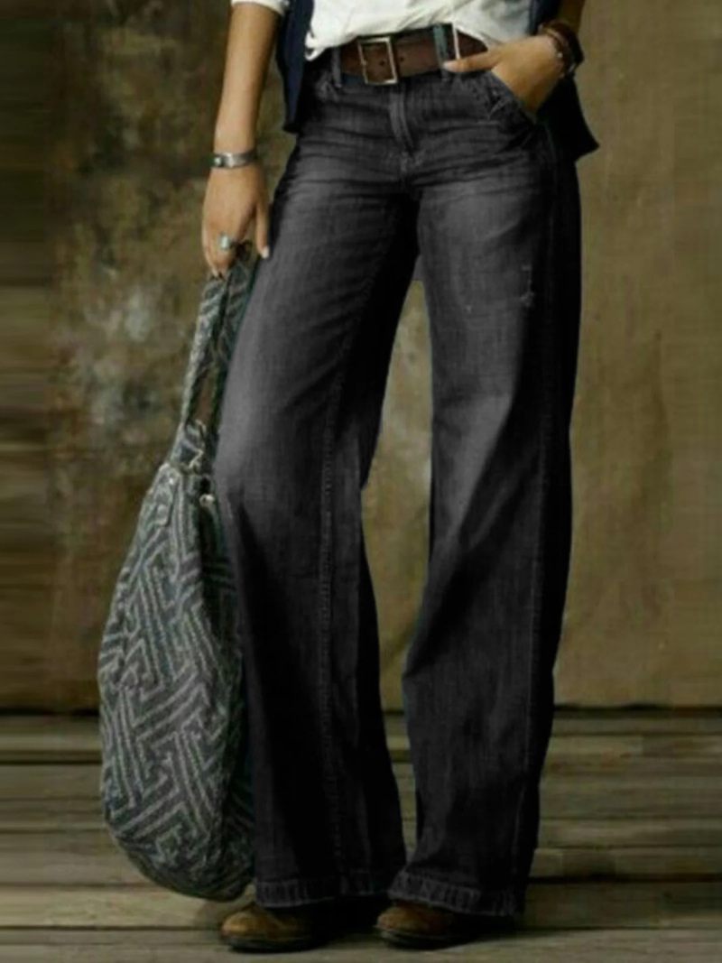 Dames Jeans Vintage Mode Casual Rechte Wijde Pijpen