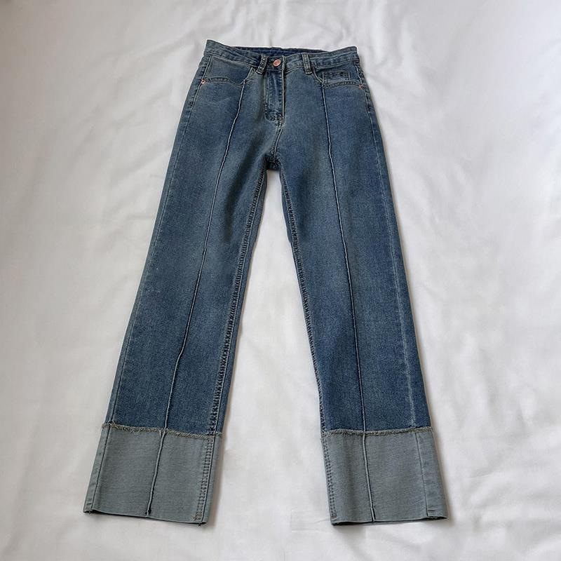 Dames Straight Fit Jeans Hoge Taille Elastiek Bijgesneden