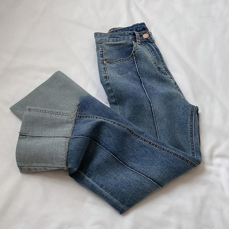 Dames Straight Fit Jeans Hoge Taille Elastiek Bijgesneden