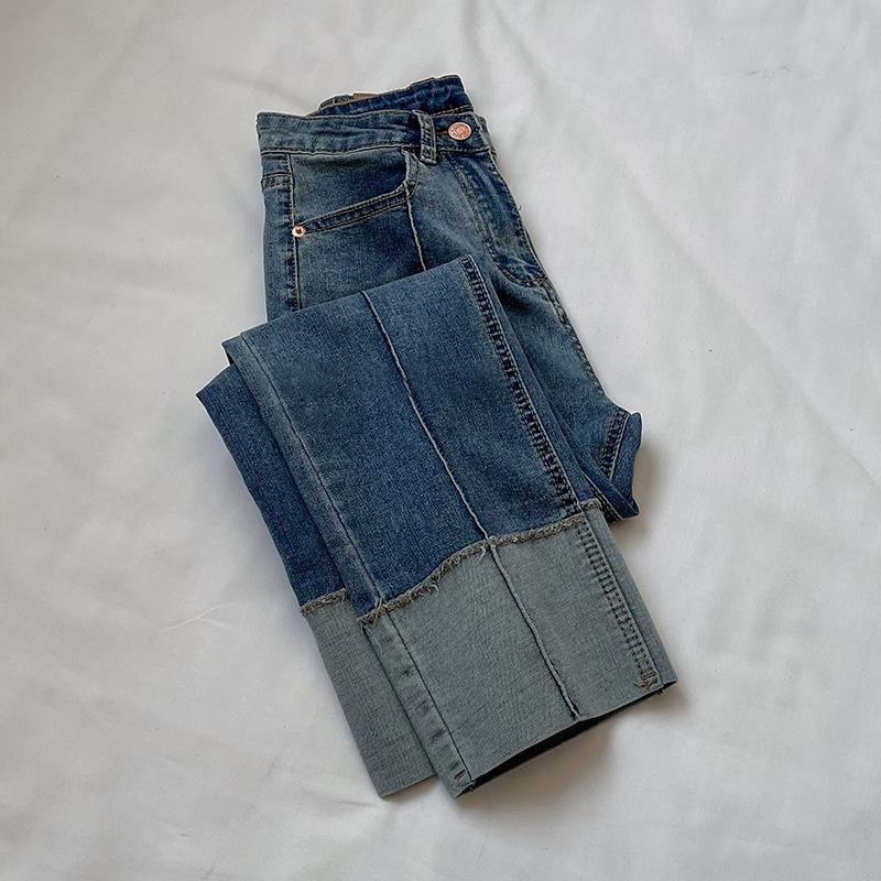 Dames Straight Fit Jeans Hoge Taille Elastiek Bijgesneden