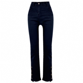 Dames Vintage Jeans Hoge Taille Slim Fit Elastiek Kleine Voeten