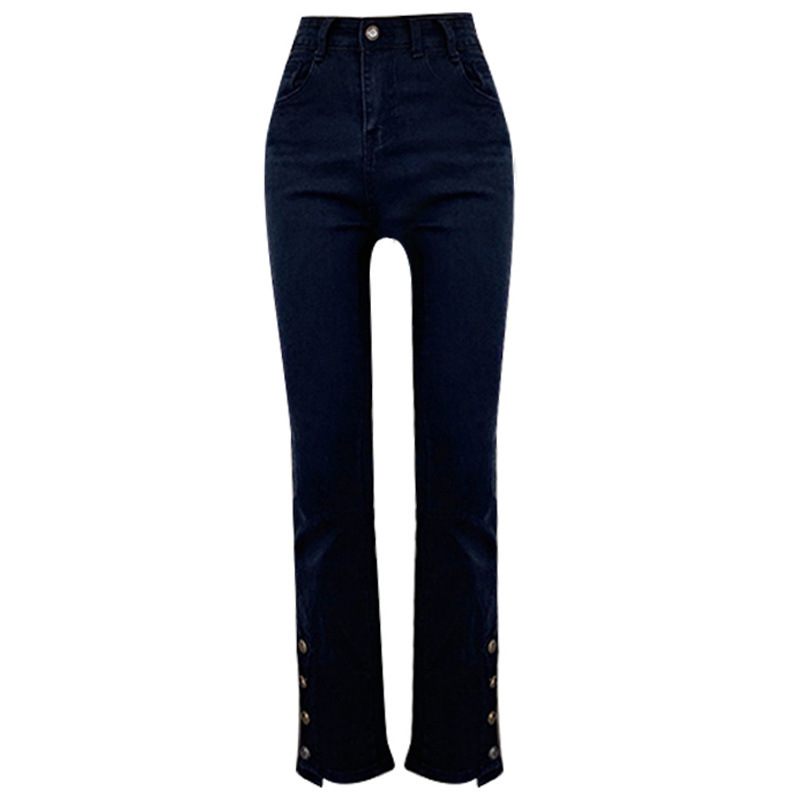 Dames Vintage Jeans Hoge Taille Slim Fit Elastiek Kleine Voeten