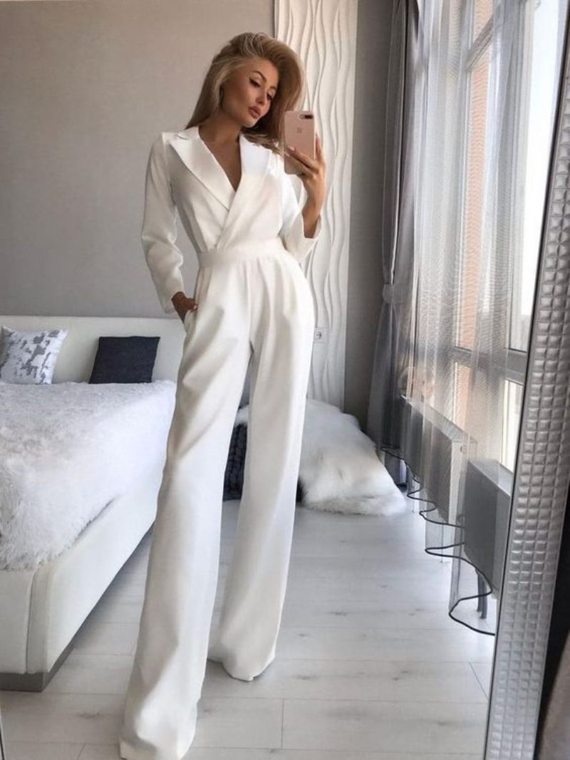 Damesbroek Lange Mouwen Slim Fit Jumpsuits Effen Kleur