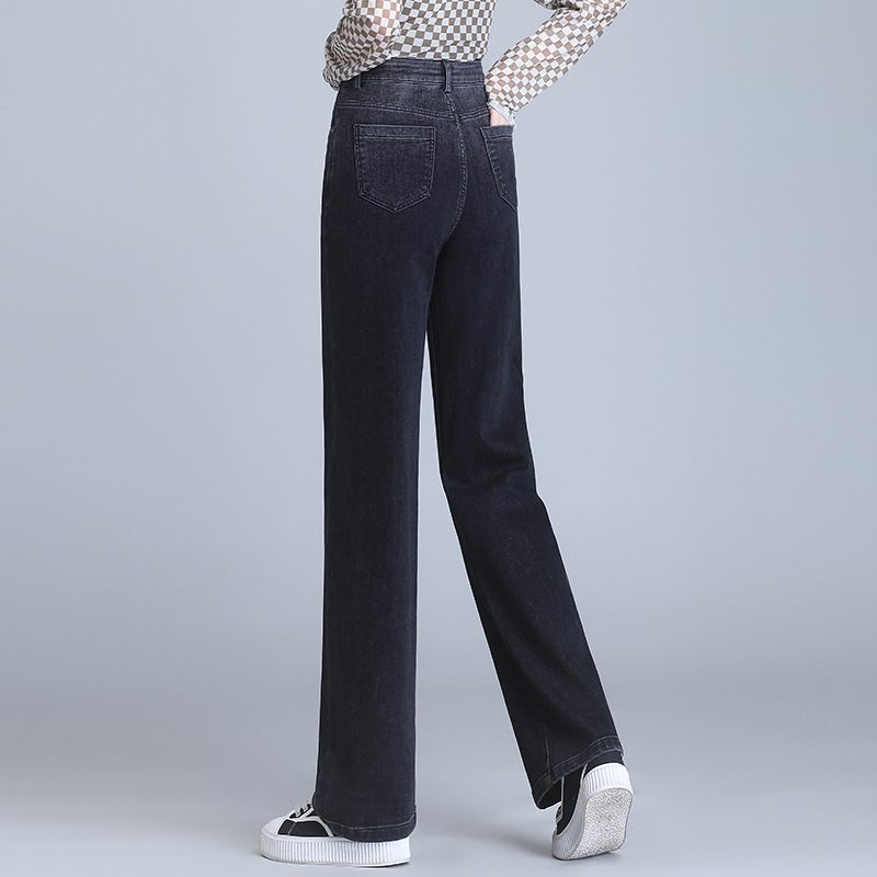 Damesjeans Losse High-end Broek Hoge Taille Recht Wijd Vervaagd