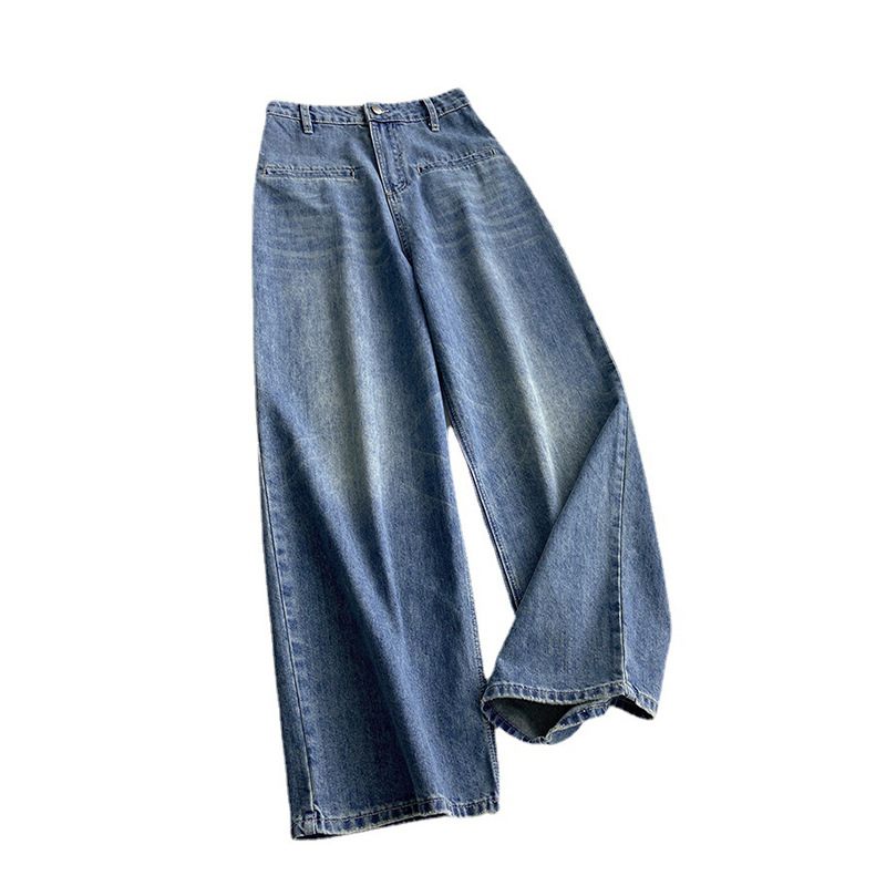 Damesjeans Retro Hoge Taille Casual Recht Wijde Pijpen Los