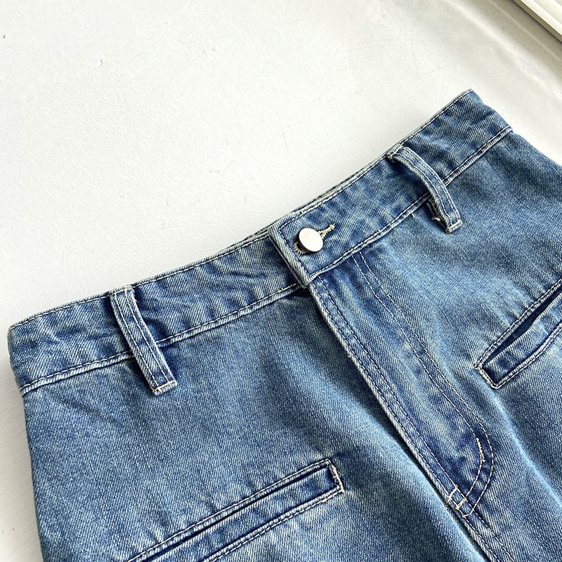 Damesjeans Retro Hoge Taille Casual Recht Wijde Pijpen Los