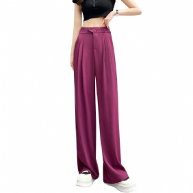 Drakenfruit Kleur Wijde Pijpen Pantalon Dame Dunne Sectie Losse Hoge Taille Dweilen Recht