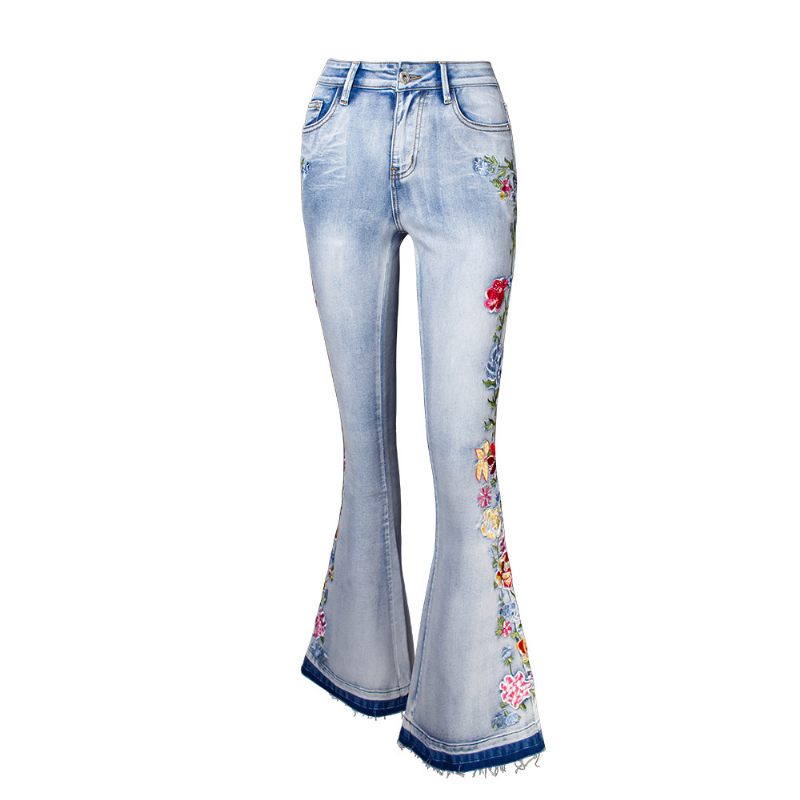 Flared Jeans Dames Driedimensionale Borduurbroek