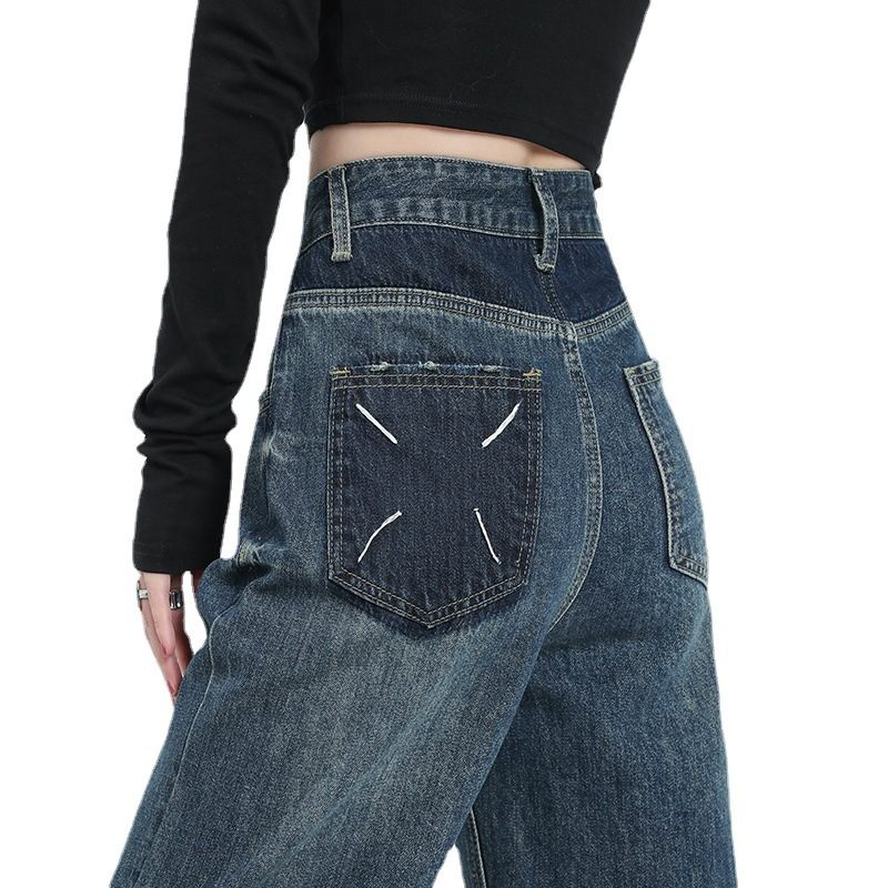 Jeans Met Wijde Pijpen En Rechte Dames Retro Met Hoge Taille