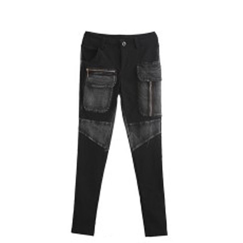 Personality Zipper Jeans Dames Casual Broek Slim Fit Trend