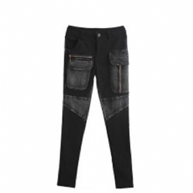 Personality Zipper Jeans Dames Casual Broek Slim Fit Trend