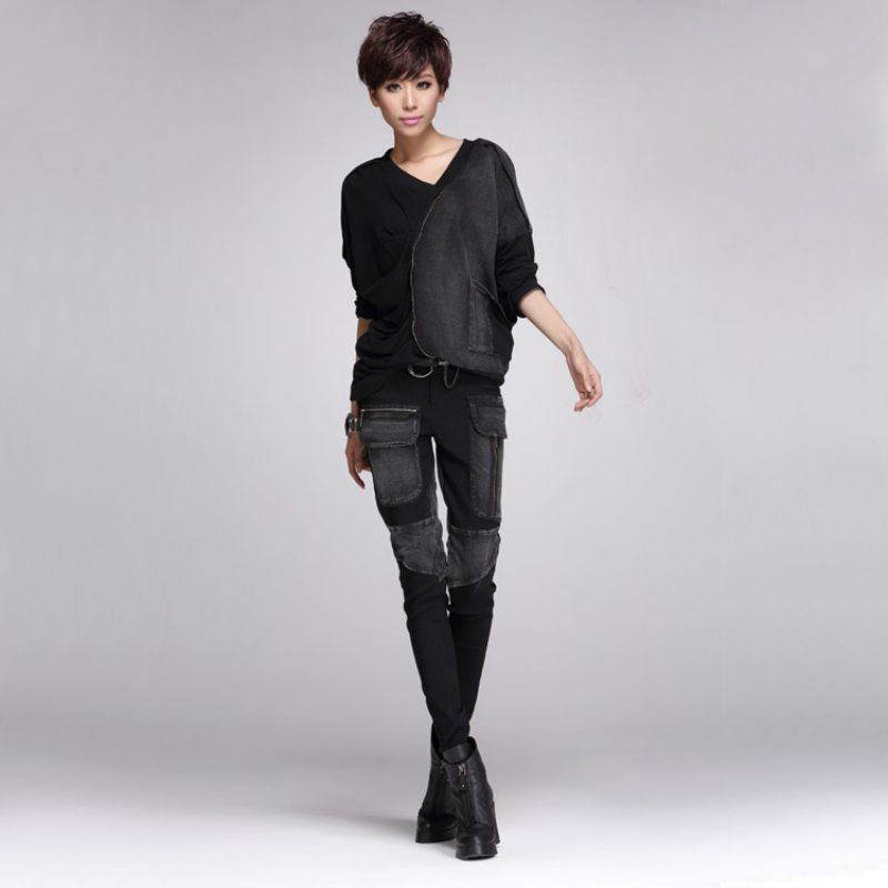 Personality Zipper Jeans Dames Casual Broek Slim Fit Trend