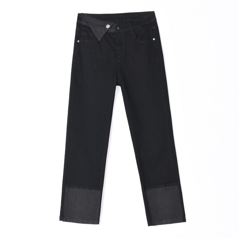 Rechte Damesjeans Met Hoge Taille Zwarte Skinny