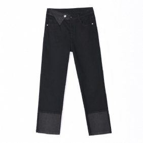 Rechte Damesjeans Met Hoge Taille Zwarte Skinny