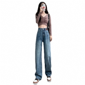 Retro Wijde Pijpen Jeans Dames Losse Rechte Trendy