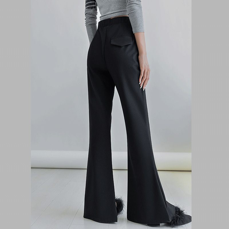 Slit Damesbroek Effen Kleur Hoge Taille Mode