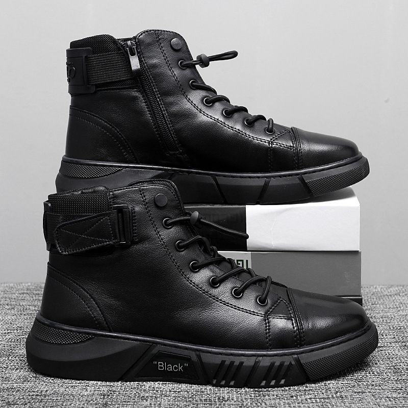 2024 Grote Maat Trendy Martin Boots Herenlaarzen Plus Fluwelen Warme High-top Casual Leren