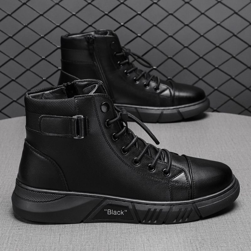 2024 Grote Maat Trendy Martin Boots Herenlaarzen Plus Fluwelen Warme High-top Casual Leren