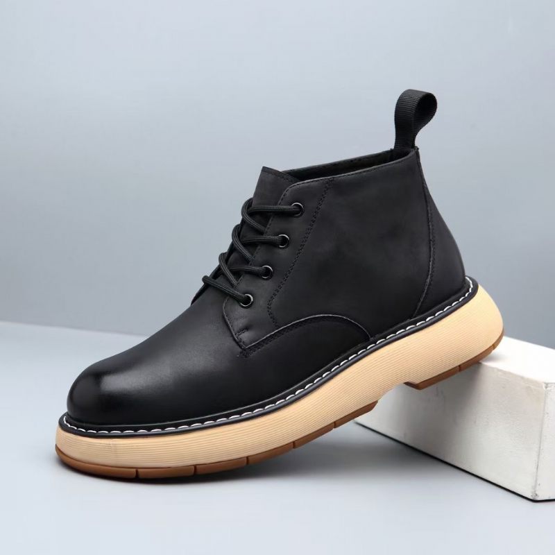 2024 Herfst- En Wintermodellen Trendy Mode Martin-laarzen Heren Koeienhuid Antislip Ademende High-top Casual Schoenen