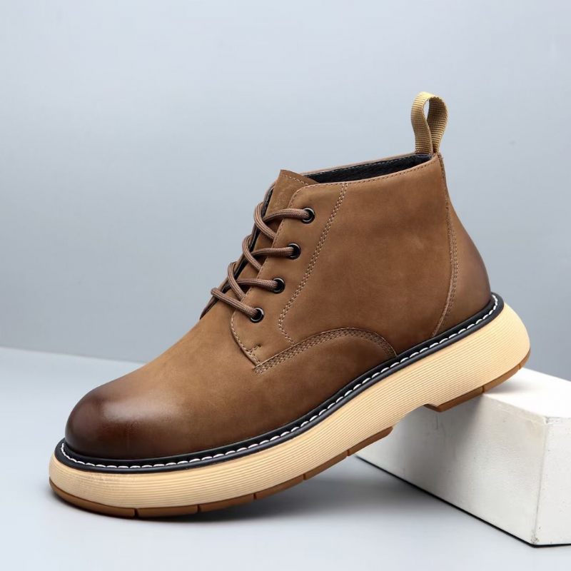 2024 Herfst- En Wintermodellen Trendy Mode Martin-laarzen Heren Koeienhuid Antislip Ademende High-top Casual Schoenen