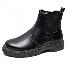 Chelsea Boots Heren Zwarte Mid-cut Schoorsteen Lederen Herenlaarzen Lente En Herfst Tooling High-top Martin Laarzen Trendy