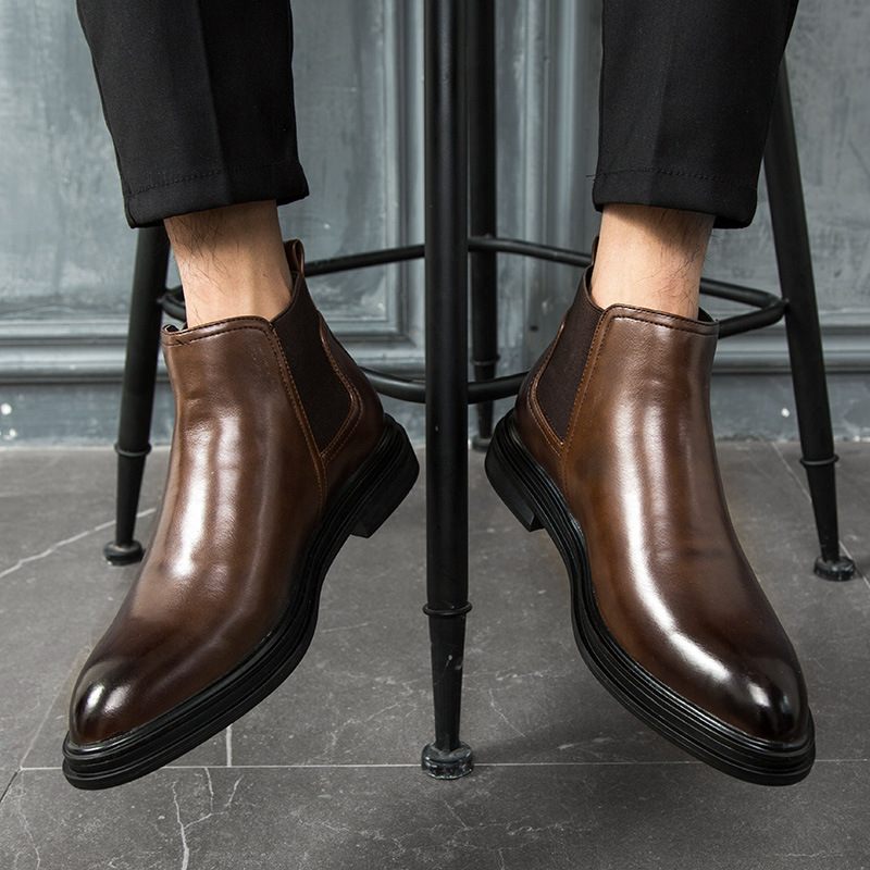 Grote Maten Chelsea Boots Met Spitse Neus Hoge Geklede Schoenen Martin Leren Herenlaarzen