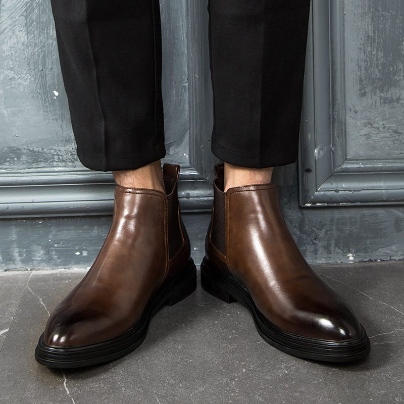 Grote Maten Chelsea Boots Met Spitse Neus Hoge Geklede Schoenen Martin Leren Herenlaarzen