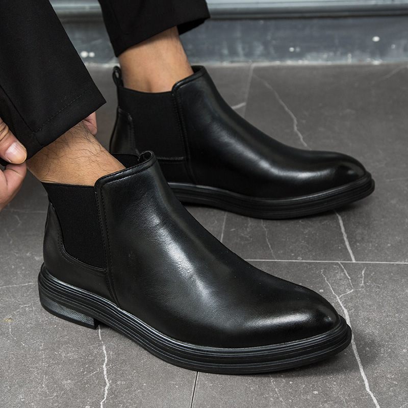 Grote Maten Chelsea Boots Met Spitse Neus Hoge Geklede Schoenen Martin Leren Herenlaarzen