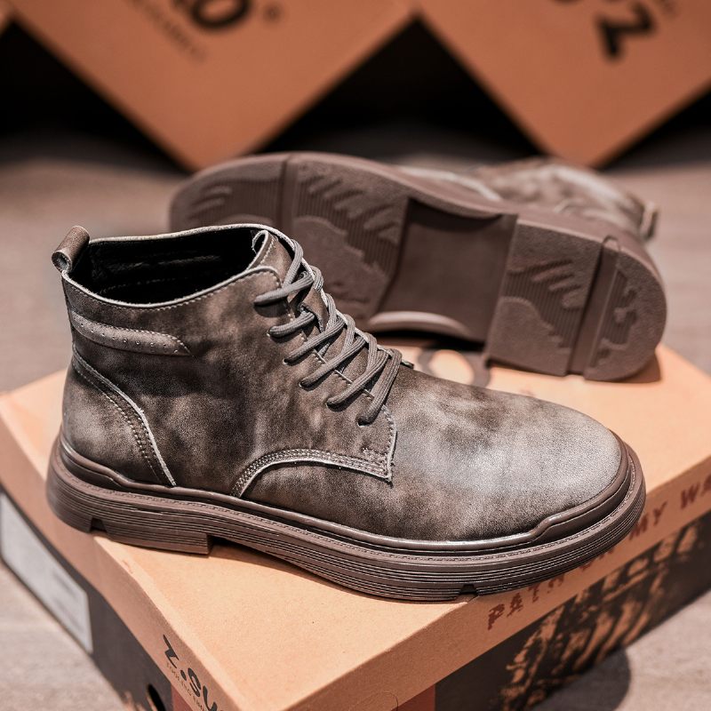 Heren Martin-laarzen Herfst En Winter Nieuwe Ademende Mid-top Tooling Militaire Laarzen Trendy Hoge Schoenen Tij