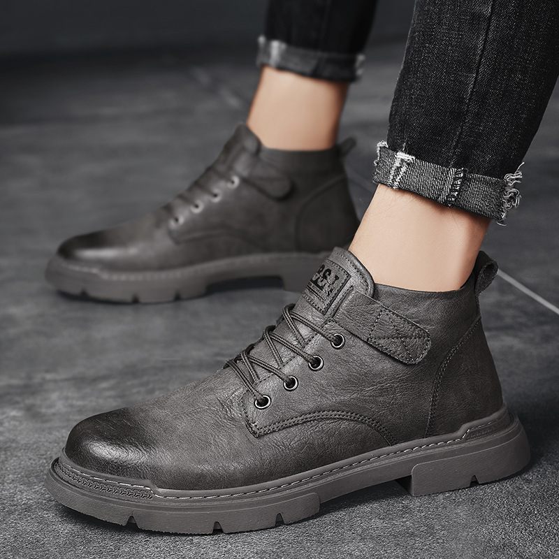 Herenschoenen 2024 Herfst Nieuwe Trend Casual High-top Tooling Schoenen Heren Microfiber Martin Laarzen