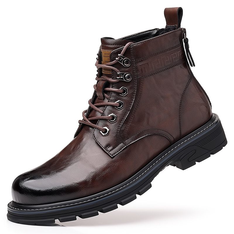 Herfst En Winter Nieuwe High-top Martin Laarzen Herenschoenen Tooling Zwarte Korte Casual Trend Leren Motorlaarzen