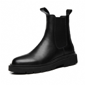 Lente Nieuwe Heren Chelsea Boots Schoorsteen Laarzen Zwart Pluche Leren 2024 Echt Leer