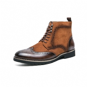 Mannen Business Casual Kleding Schoenen Puntschoen Heren Leren Laarzen Gesneden Hoge Top Grote Maat Martin Korte Scrub Herenschoenen