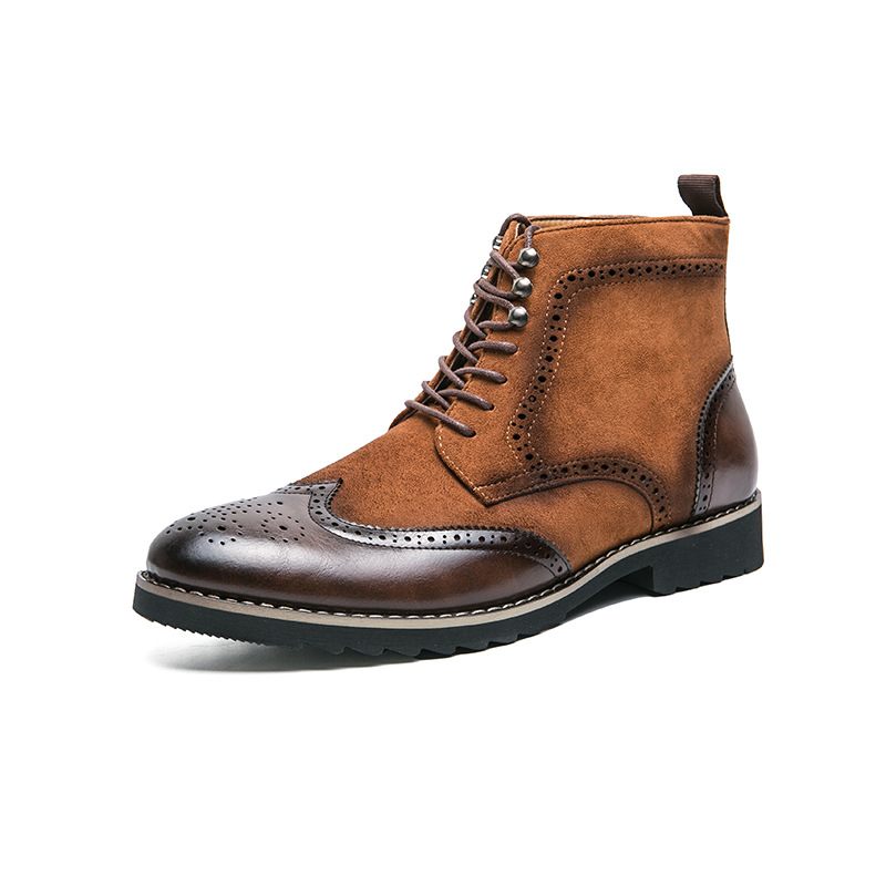 Mannen Business Casual Kleding Schoenen Puntschoen Heren Leren Laarzen Gesneden Hoge Top Grote Maat Martin Korte Scrub Herenschoenen