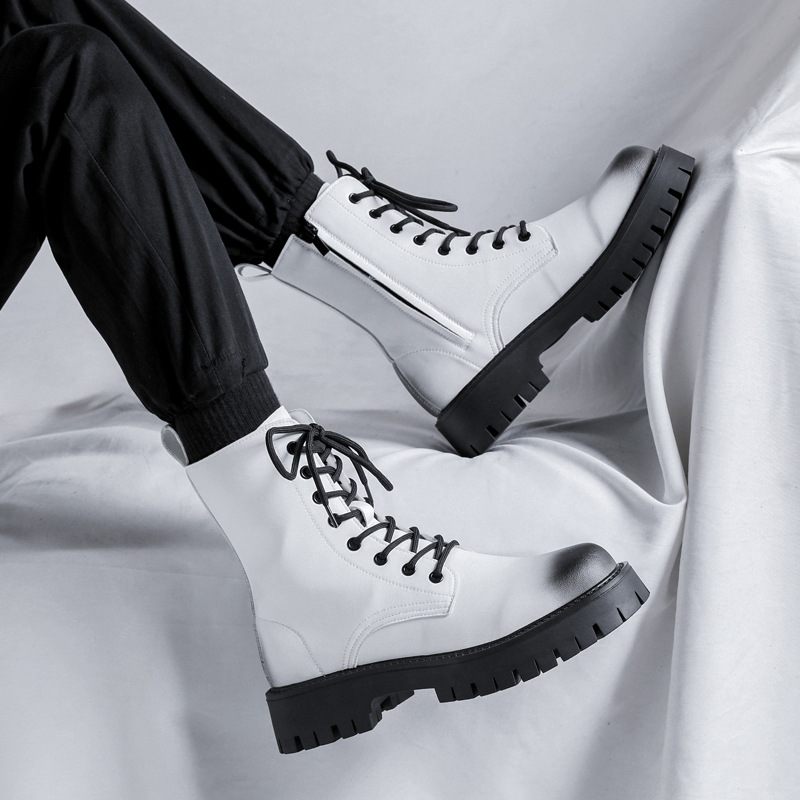 Martin Laarzen Heren Herfst En Winter High-top Koeienhuid Trend Casual Tooling Met Verhoogde Dikke Zolen Leren Voor