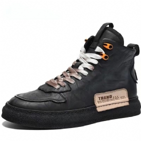 Sneakers Heren Winter Retro Plus Fluwelen Hoge Schoenen Leren Laarzen Casual Herenschoenen Herenlaarzen Met Veters Warme Katoenen