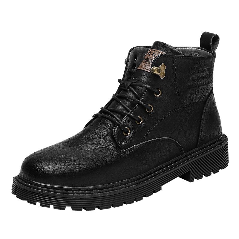 Winter Martin Laarzen Heren High-top Plus Fluwelen Verdikte Katoenen Schoenen Trendy Casual Leren Retro Gereedschapslaarzen Voor