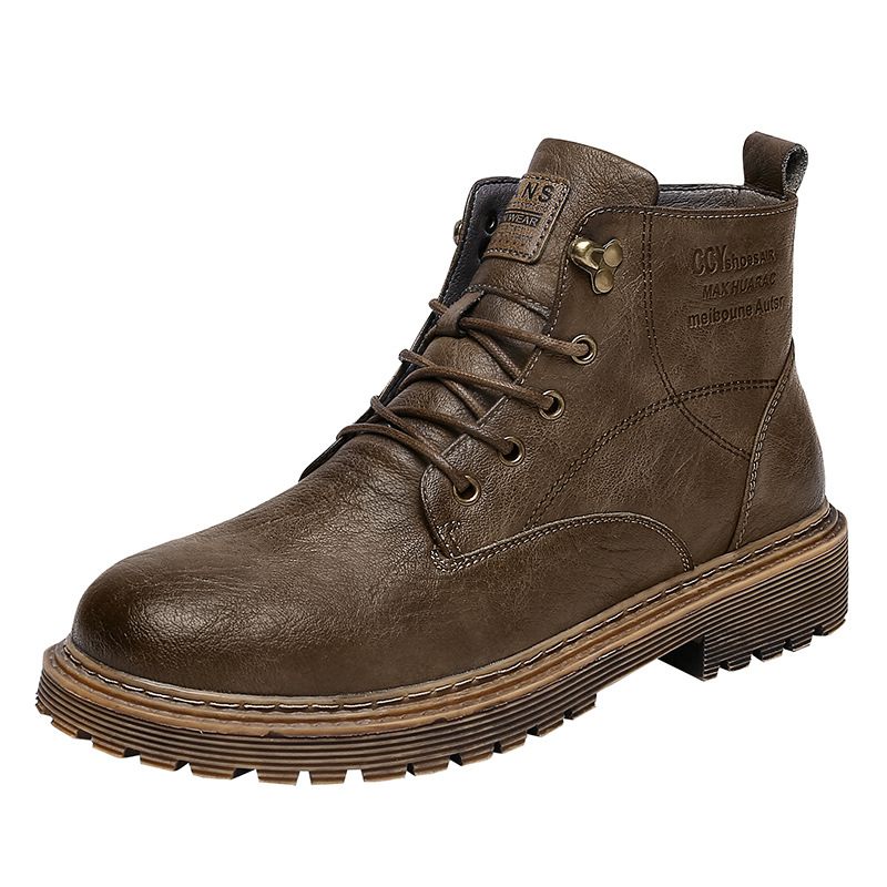 Winter Martin Laarzen Heren High-top Plus Fluwelen Verdikte Katoenen Schoenen Trendy Casual Leren Retro Gereedschapslaarzen Voor