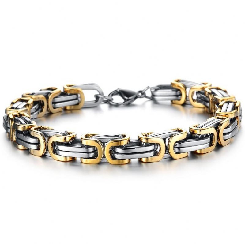 Dominante Mode Trendy Heren Titanium Stalen Keizerketting Keizerarmband Roestvrij Vierkante Gesparmband