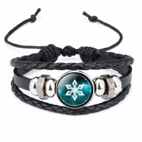 Edelsteen Zwart Leer Lichtgevende Anime Game God's Eye Armband Sieraden Voor Heren En Dames