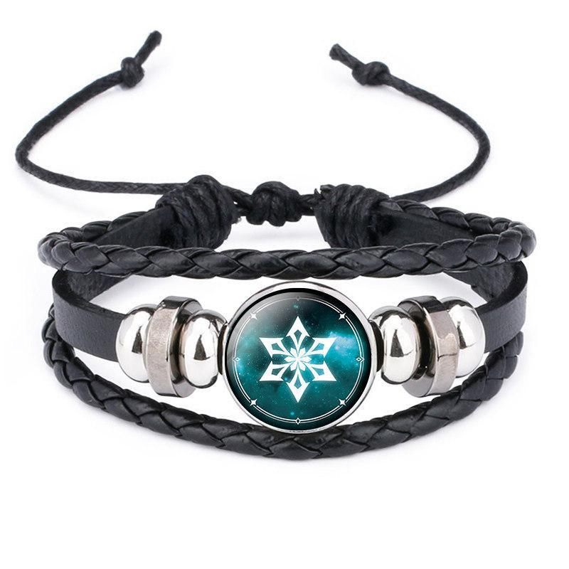 Edelsteen Zwart Leer Lichtgevende Anime Game God's Eye Armband Sieraden Voor Heren En Dames