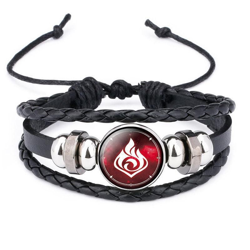 Edelsteen Zwart Leer Lichtgevende Anime Game God's Eye Armband Sieraden Voor Heren En Dames