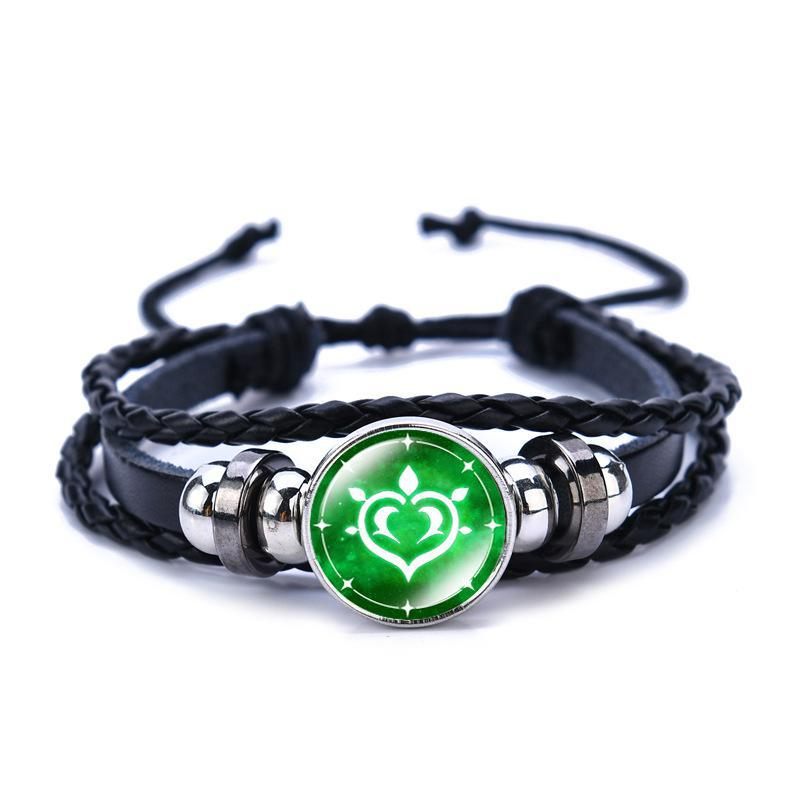 Edelsteen Zwart Leer Lichtgevende Anime Game God's Eye Armband Sieraden Voor Heren En Dames