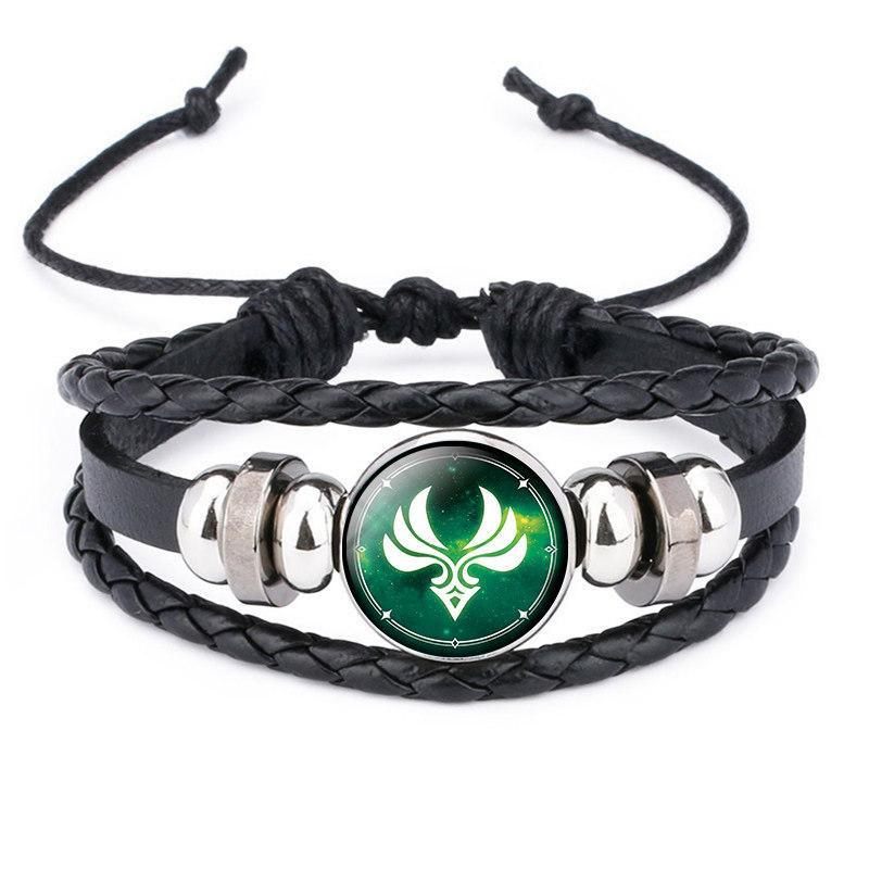 Edelsteen Zwart Leer Lichtgevende Anime Game God's Eye Armband Sieraden Voor Heren En Dames