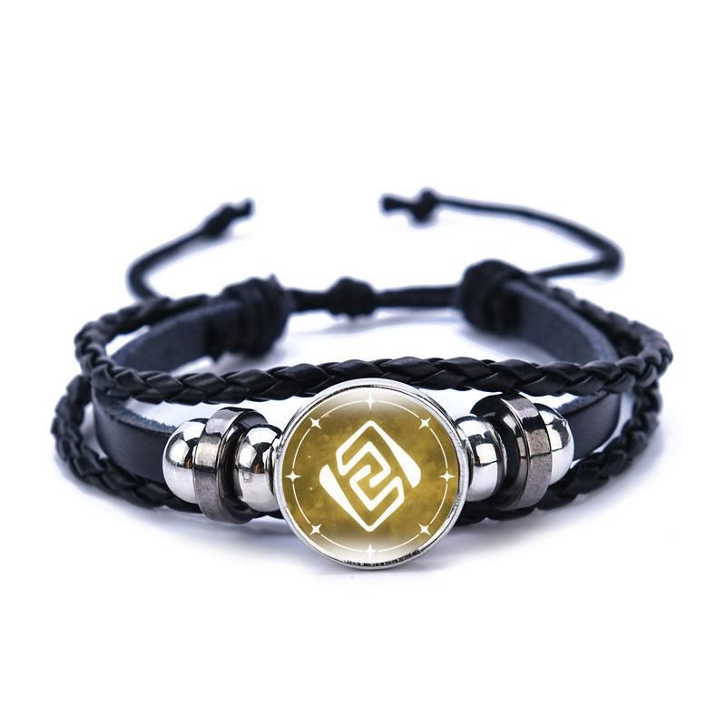 Edelsteen Zwart Leer Lichtgevende Anime Game God's Eye Armband Sieraden Voor Heren En Dames