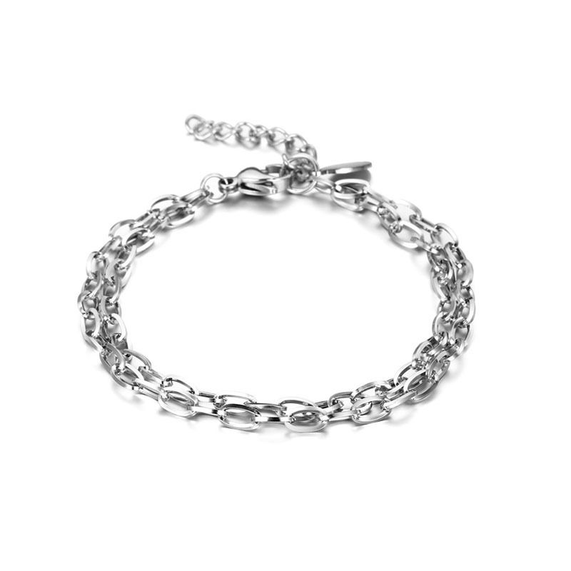 Gepersonaliseerde Titanium Stalen Dubbellaagse Armband Mannelijke En Vrouwelijke Studenten Trendy Accessoires Yl131