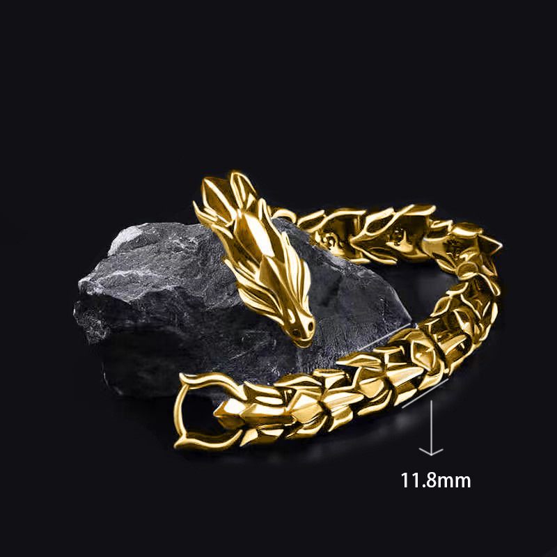 Retro Dragon Head Lin Patroon Kiel Armband Hip Hop Sieraden