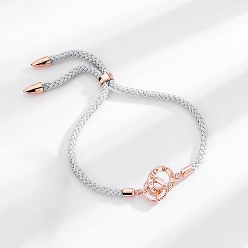 S925 Sterling Zilveren Dubbele Ring Paar Armband Mannen En Vrouwen Een Nieuwe In Elkaar Grijpende Gevlochten Hand Touw Valentijnsdag