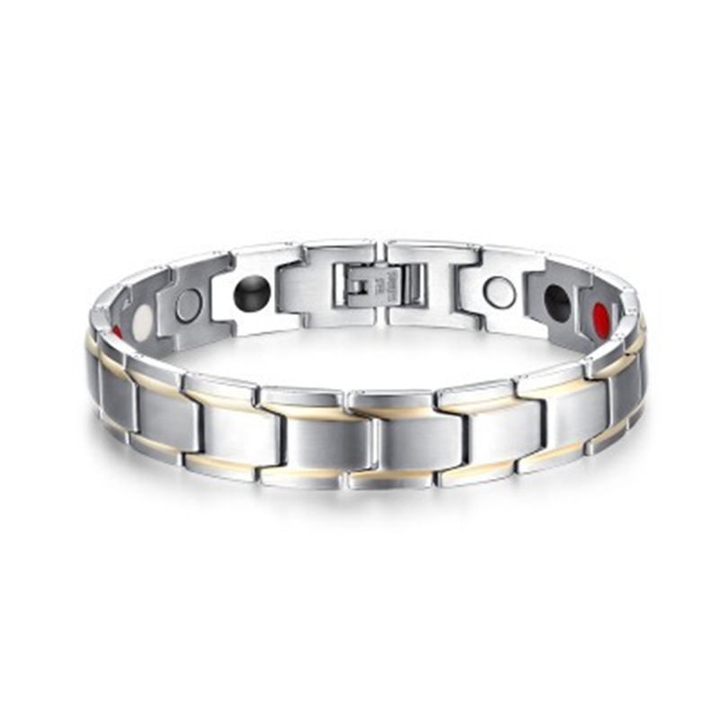 Titanium Stalen Persoonlijkheid Zwart Goud Germanium Paar Armband Magnetische Element